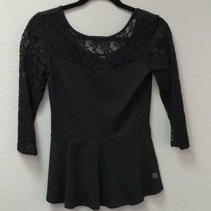 Express Peplum Lace/Stretch Cotton Top